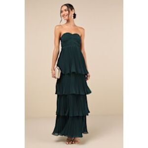 Lulu's Dark Green Strapless Tiered Dress